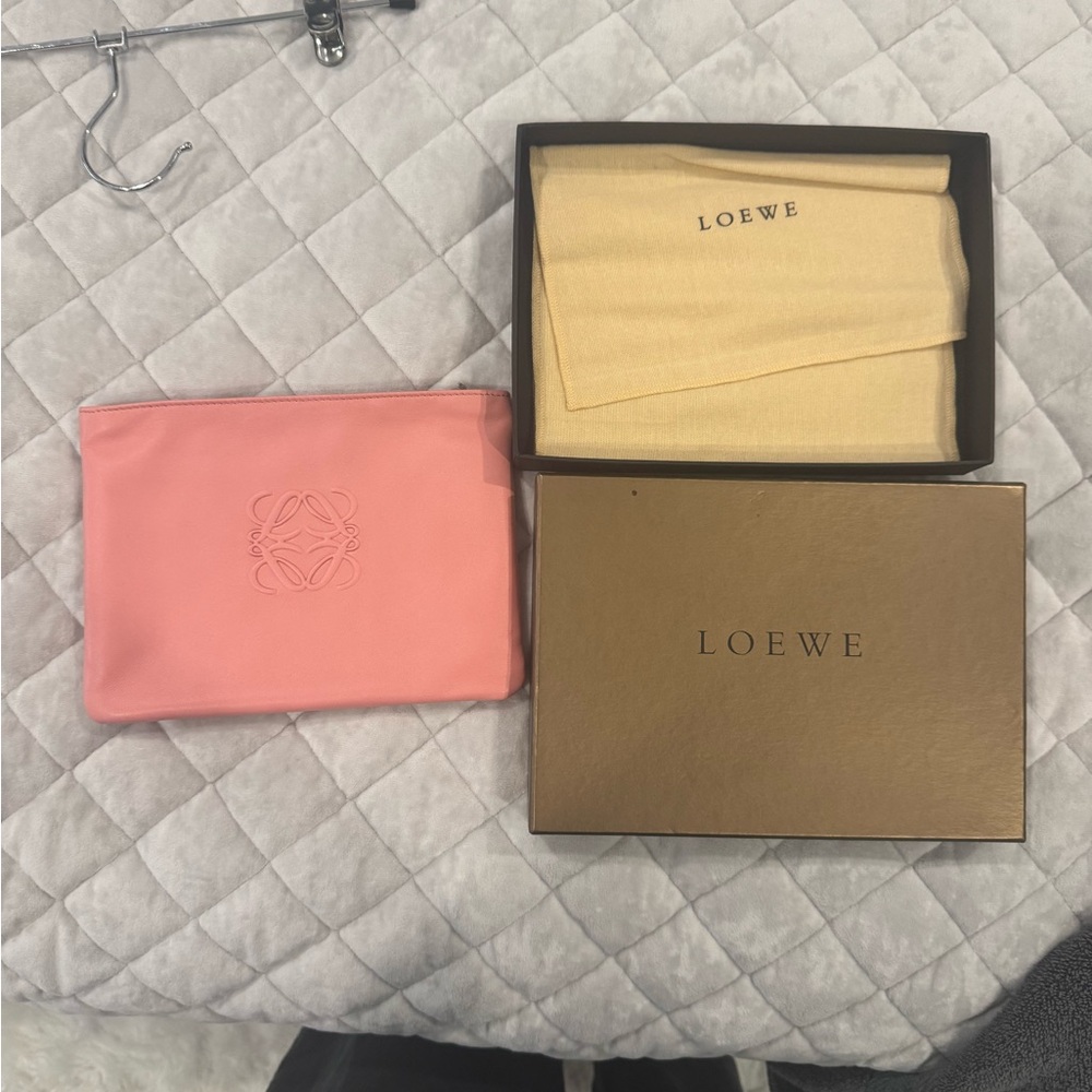 Loewe Blush Pink Pouch with Silver Zipper